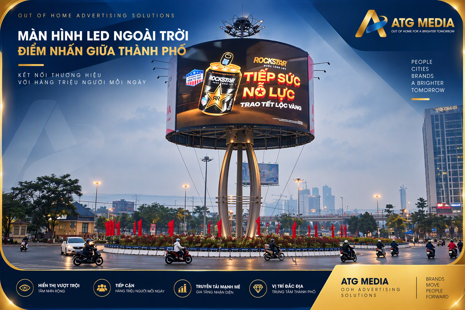 Chiến Dịch OOH Là Gì? Quy Trình Lập Kế Hoạch Quảng Cáo Ngoài Trời Từ A-Z 3 Hình ảnh Led ngoài trời tại các nút giao thông