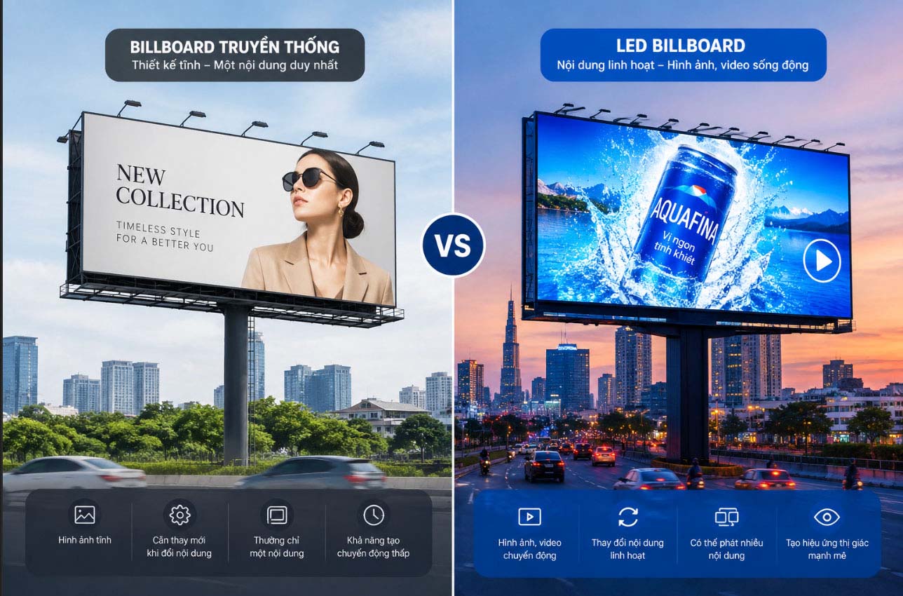 LED Billboard Là Gì? So Sánh LED Và Billboard Truyền Thống 3 So Sánh Billboard Và Led 1